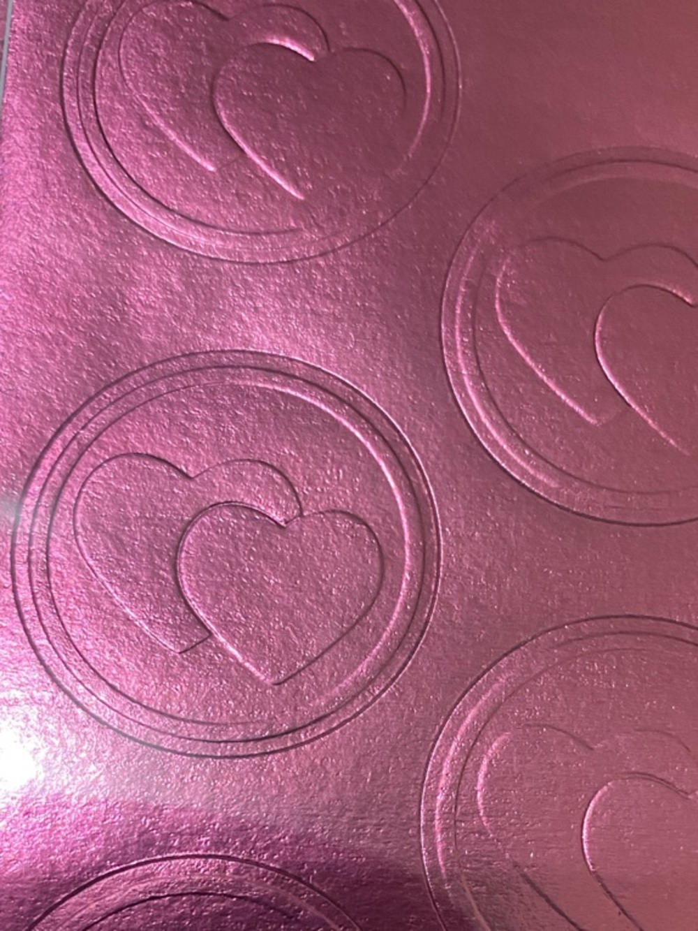 💍 Metallic Pink Heart Seal Sticker Sheets - set of 6 sheets - 300 seals